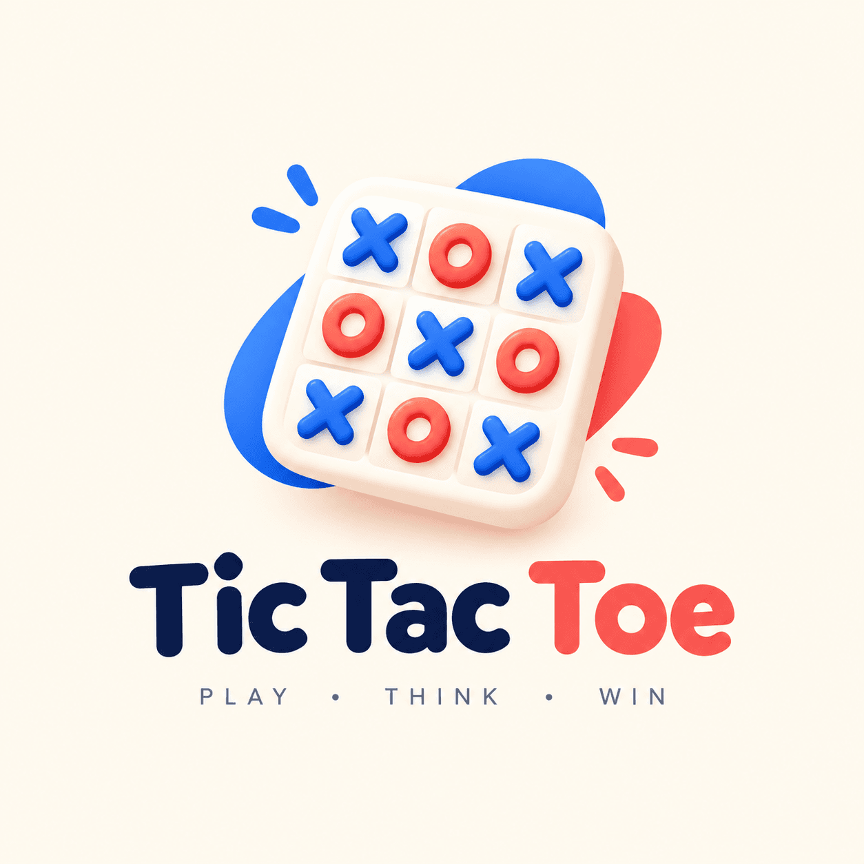 Tic Tac Toe logo: Play. Think. Win.